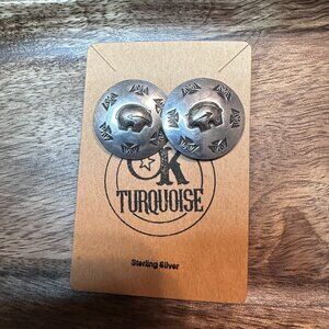 Vintage Sterling Silver Round Post Earrings Signed and Stamped